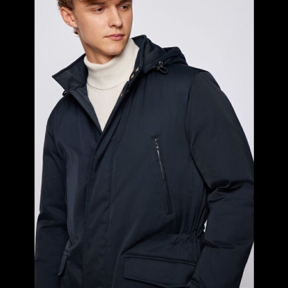 BOSS Deaco2 Hooded Down Jacket in Water-Repellent Fabric Navy Blue - Picture 5 of 5